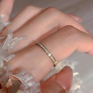 3/$35 Titanium Eternity Band Gold Sparkly Ring Cubic Zirconia CZ Crystal